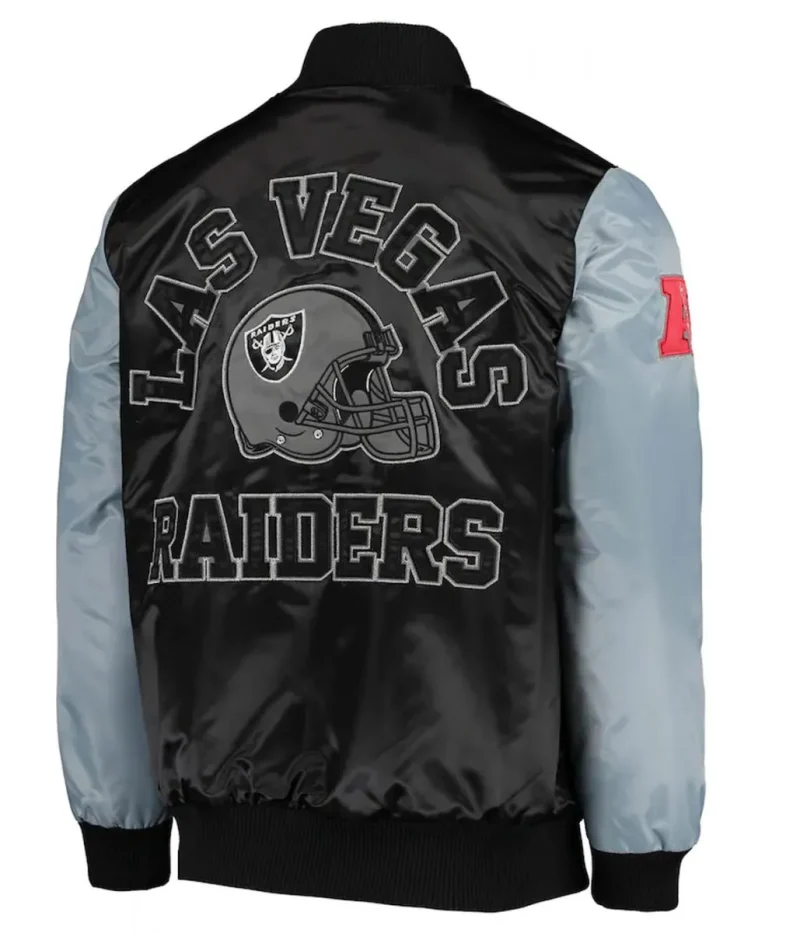Las Vegas Raiders Starter Grey and Black Satin Jackets
