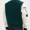 Letterman Milwaukee Bucks Green and White Leather Jackets
