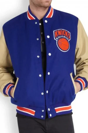 Men’s New York Knicks Blue Letterman Jacket
