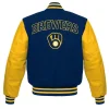 Milwaukee Brewers Blue and Yellow Letterman Jackets