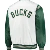 Milwaukee Bucks Starter Satin White and Green Jackets
