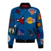 NBA Collage Wool & Leather Teal Jacket