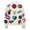 NBA Collage Wool & Leather White Jackets