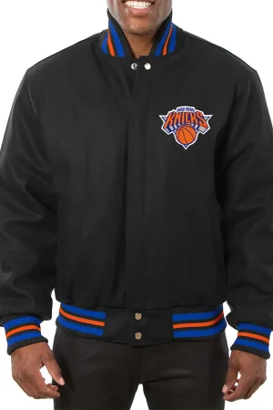 NY Knicks Black Wool Varsity Jacket