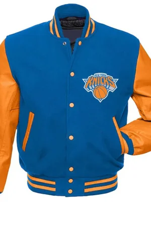 NY Knicks Blue and Orange Varsity Jacket
