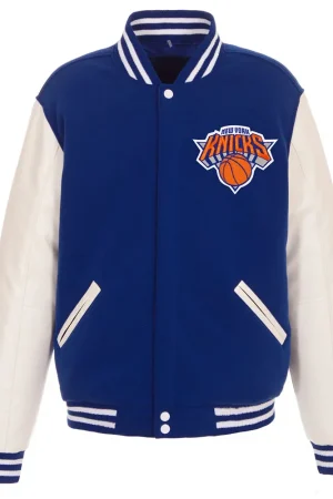 NY Knicks Blue and White Varsity Jacket