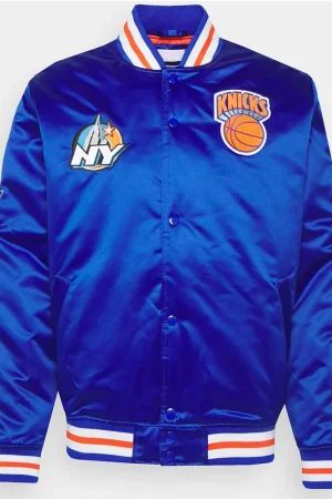 NY Knicks Champ City Training Royal Blue Satin Jacket