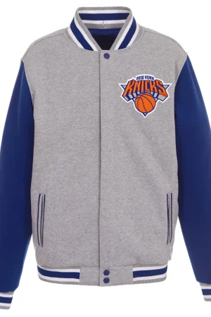 NY Knicks Gray and Royal Varsity Wool Jacket