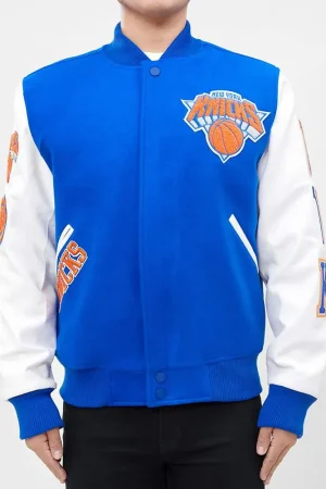 NY Knicks Logo Varsity Royal and White Jacket