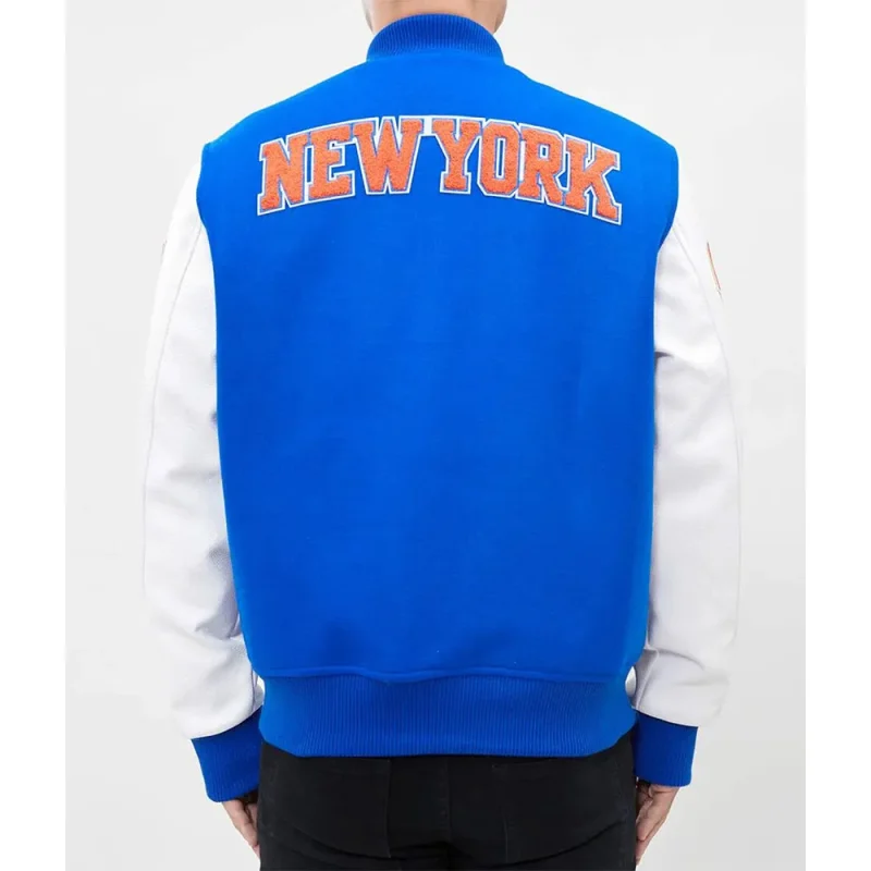 NY Knicks Logo Varsity Royal and White Jackets