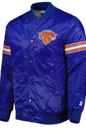 NY Knicks Pick & Roll Blue Satin Jacket - Copy