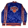 NY Knicks Striped Blue Satin Jackets