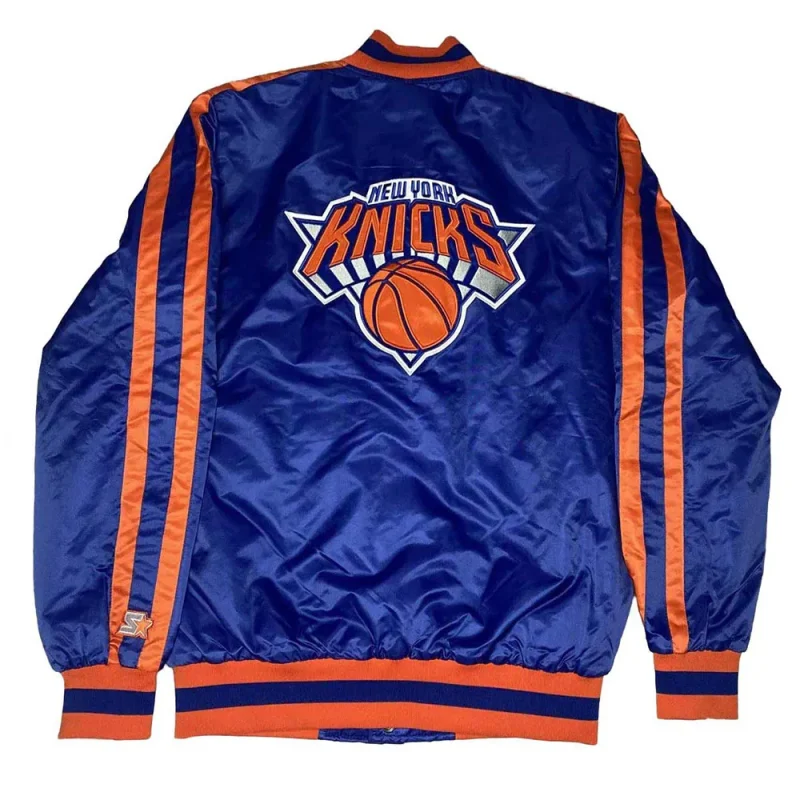 NY Knicks Striped Blue Satin Jackets