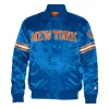 NY Knicks Striped Royal Blue Satin Jacket