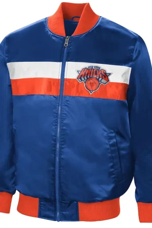 NY Knicks The Ambassador Blue Satin Jacket