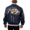 Nashville Predators Bomber Navy Blue Leather Jackets