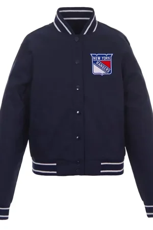 Navy NY Rangers Poly-Twill Front-Hit Jacket