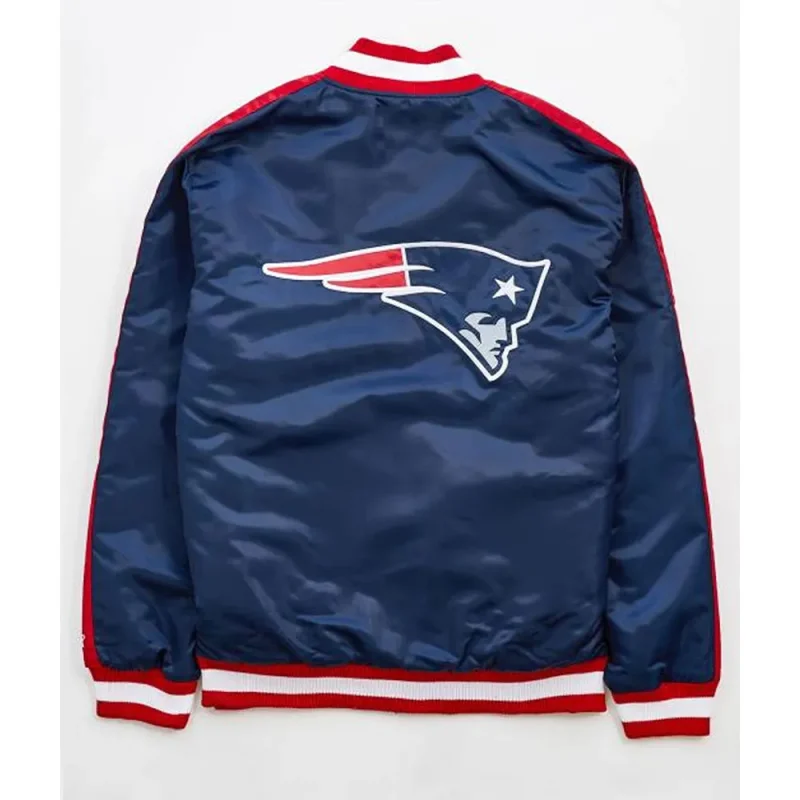 New England Patriots Satin Striped Navy Blue Jackets