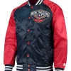 New Orleans Pelicans Starter Red and Blue Satin Jacket