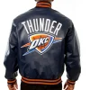 Oklahoma City Thunder Navy Blue Leather Jacket