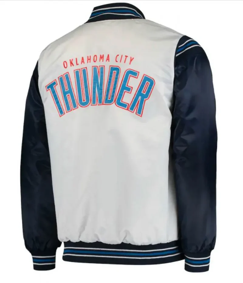 Oklahoma City Thunder Starter Blue and White Satin Jackets