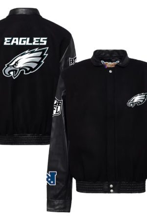 Philadelphia Eagles Jeff Hamilton Wool & Leather Black Jacket