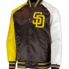 San Diego Padres Raglan Brown and Gold Satin Jacket
