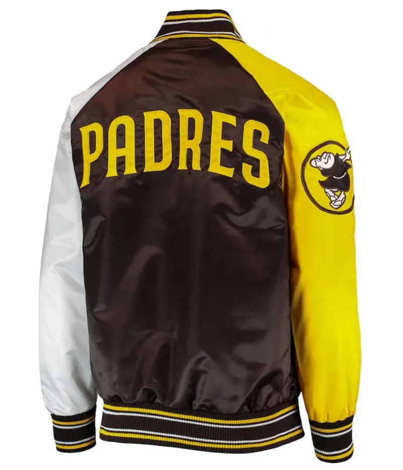 San Diego Padres Raglan Brown and Gold Satin Jackets