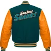 San Jose Sharks NHL Varsity Green and Orange Jackets