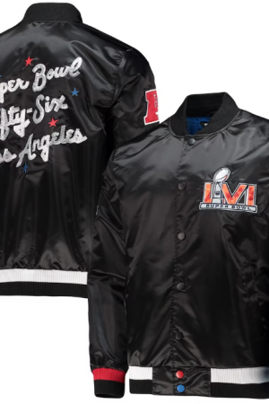 Starter Michael Strahan Super Bowl LVI Satin Varsity Jacket