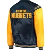 Starter Varsity Denver Nuggets Satin Blue and Yellow Jackets