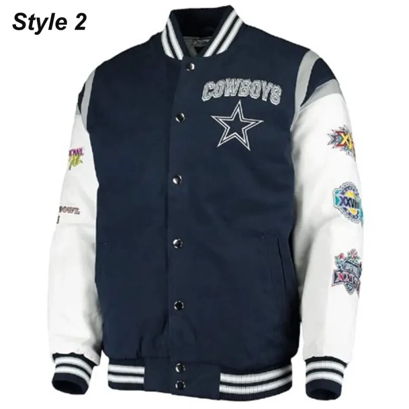 Super Bowl 5x Champions Dallas Cowboys Navy White Jacket