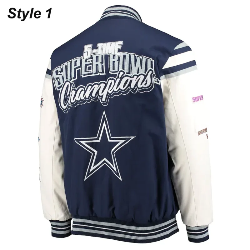 Super Bowl 5x Champions Dallas Cowboys Navy & White Jackets