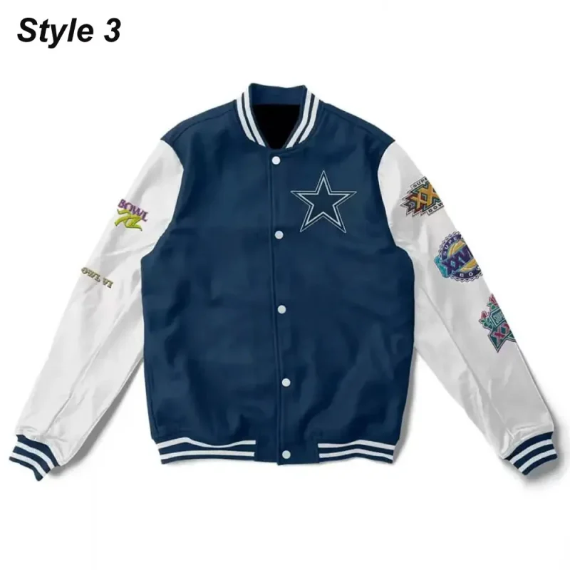 Super Bowl 5x Dallas Cowboys Navy & White Jacket