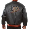 Varsity Anaheim Ducks Black Leather Jackets