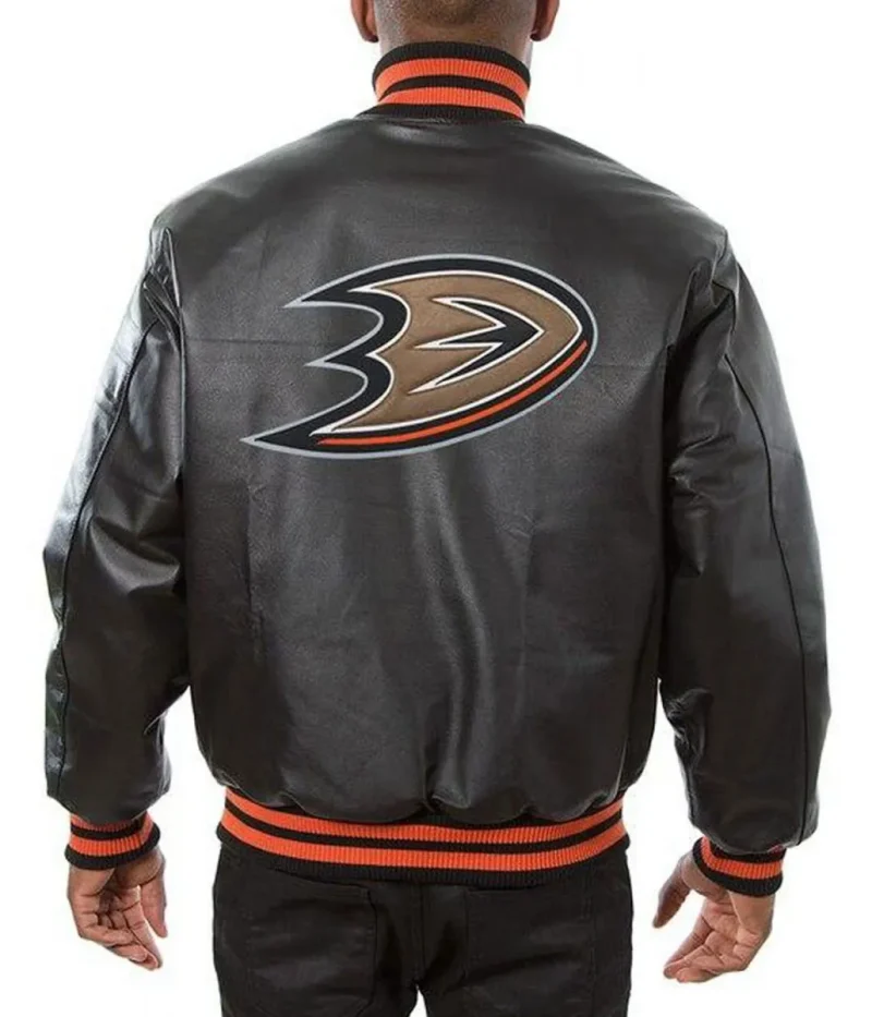 Varsity Anaheim Ducks Black Leather Jackets