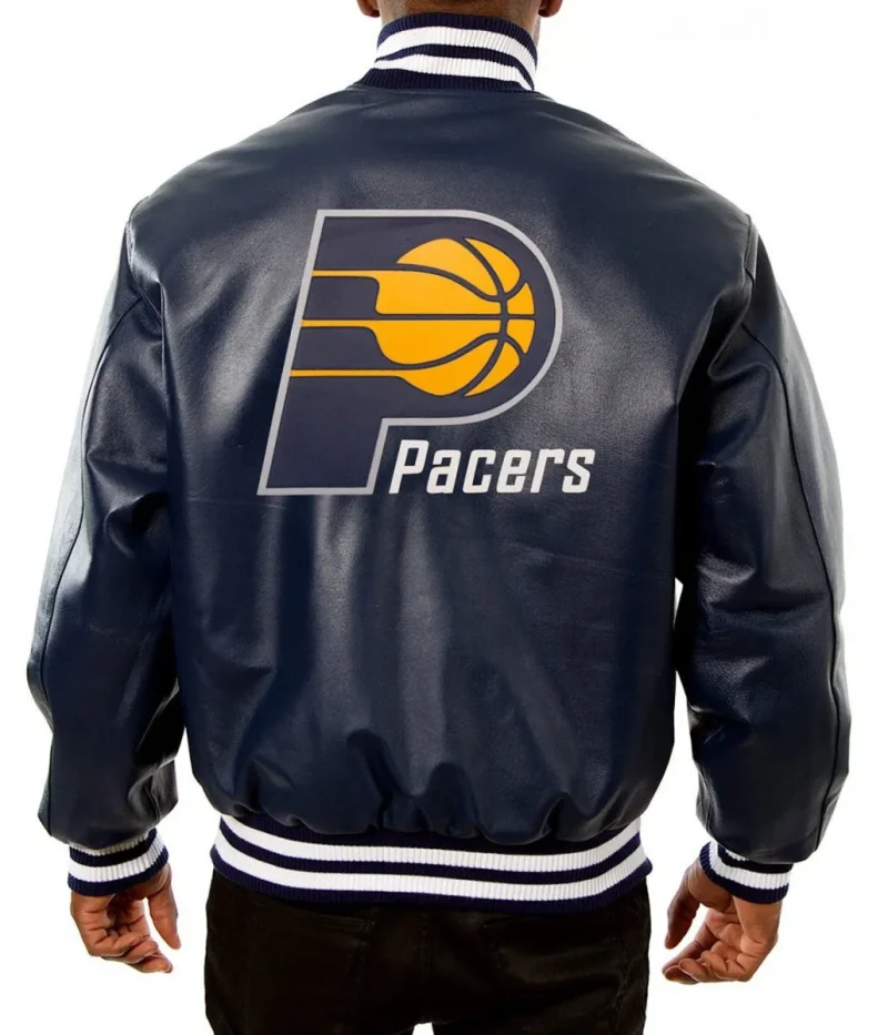 Varsity Indiana Pacers Navy Blue Leather Jackets