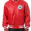 Varsity Philadelphia 76ers Red Leather Jacket