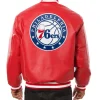Varsity Philadelphia 76ers Red Leather Jackets