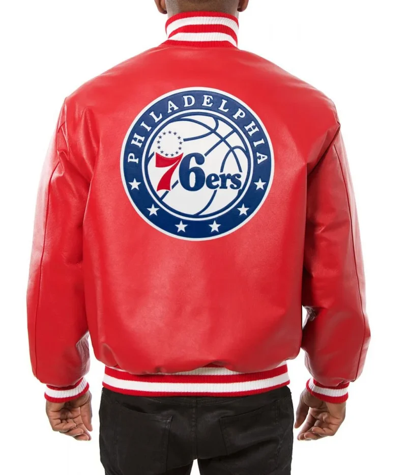 Varsity Philadelphia 76ers Red Leather Jackets