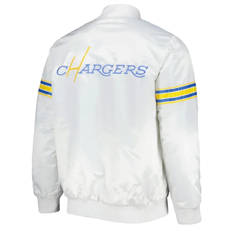 White The Power Forward LA Chargers Satin Jackets