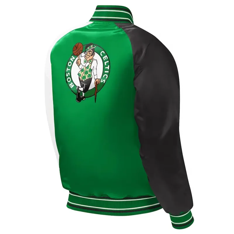 Youth Boston Celtics Raglan Kelly Green Varsity Satin Jackets