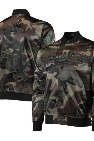 Mens Camo Chicago White Sox Satin Jacket