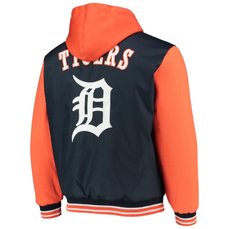 Mens Detroit Tigers Navy Blue & Orange Hoodie Jackets