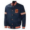 Mens Detroit Tigers Navy Blue Satin Varsity Jackets