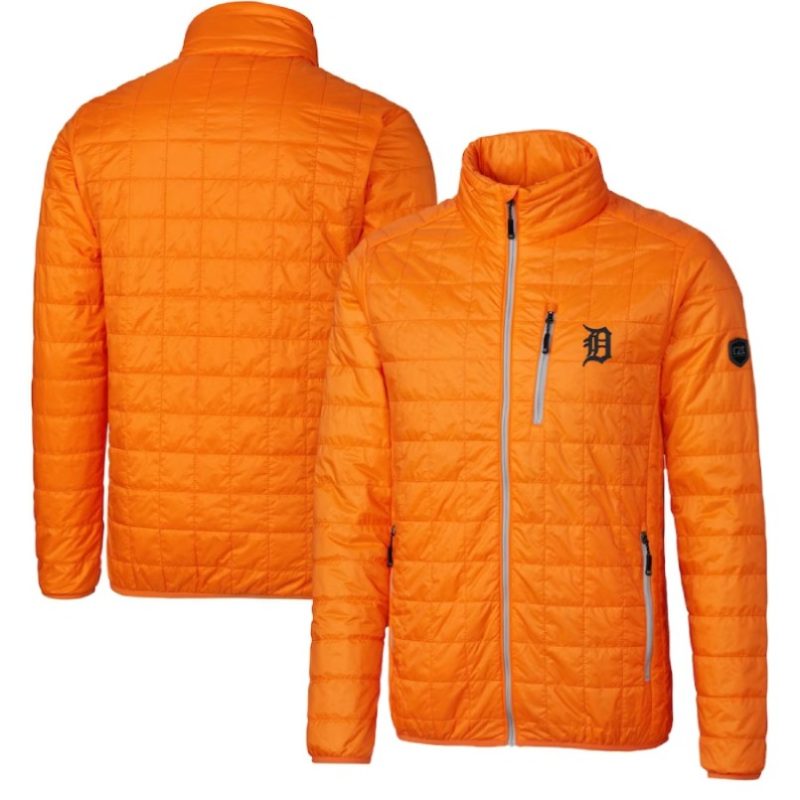 Mens Detroit Tigers Orange Puffer Jacket