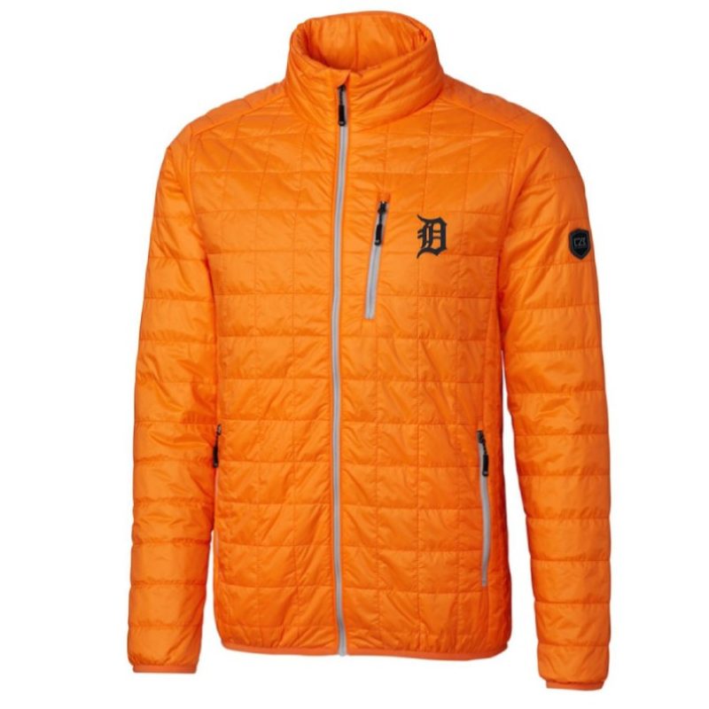 Mens Detroit Tigers Orange Puffer Jackets