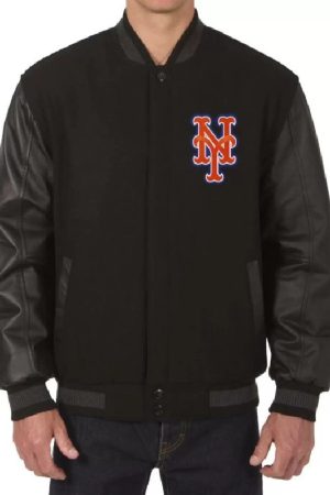 New York Mets Black Varsity JH Design Jacket