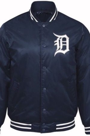 Starter Detroit Tigers Old English D Patent Satin Blue Jacket