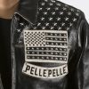 Americana with Silver Star Studded Patches Black Jacket